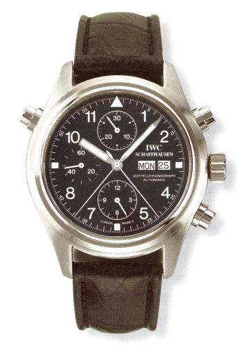 IWC IW3713-02 : Pilot's Watch Doppelchronograph Stainless Steel / Black / Italian / Strap