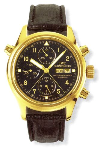 IWC IW3713-14 : Pilot's Watch Doppelchronograph Yellow Gold / Black / Italian