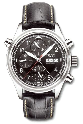 IWC IW3713-31 : Pilot's Watch Spitfire Double Chronograph Stainless Steel / Black / German / Strap