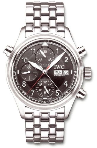 IWC IW3713-39 : Pilot's Watch Spitfire Double Chronograph Stainless Steel / Black / French / Bracelet