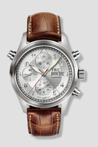 IWC IW3713-41 : Pilot's Watch Spitfire Double Chronograph Stainless Steel / Silver / German / Strap