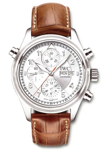 IWC IW3713-44 : Pilot's Watch Spitfire Double Chronograph Stainless Steel / Silver / French / Strap