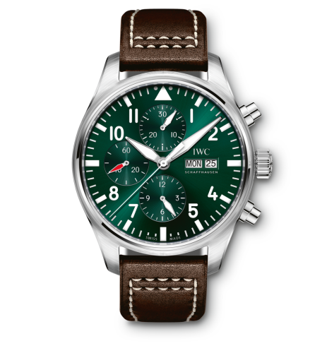 IWC IW3777-26 : Pilot's Watch Chronograph Stainless Steel / Racing Green / Calf