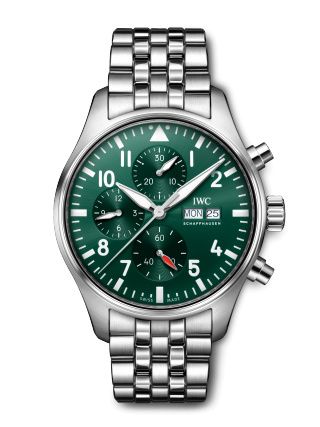 IWC IW3780-06 : Pilot's Watch Chronograph Stainless Steel / Green / Bracelet