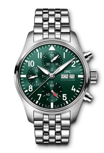 IWC IW3881-04 : Pilot's Watch Chronograph 41 Stainless Steel / Green / Bracelet