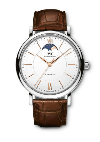 IWC IW4594-01 : Portofino Automatic Moonphase  Stainless Steel / Silver / Alligator