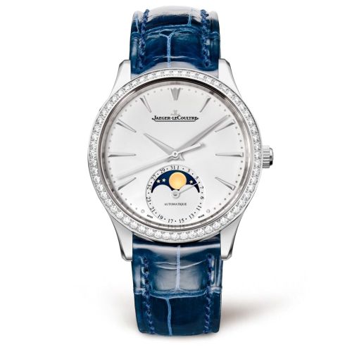 Jaeger-LeCoultre 1258401 : Master Ultra Thin Moon 34 Stainless Steel / Diamond / Silver / Alligator