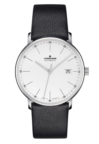 Junghans 027/4730.00 : Form A Stainless Steel / White Stick / Black Calf