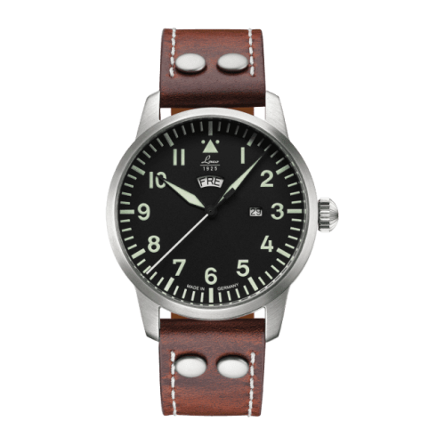 Laco 861807 : Pilot Watch Basic Genf Stainless Steel / Black » WatchBase