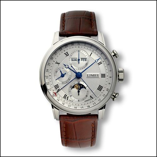 Limes U6282C-LC1.2 : Pharo Chrono - Silvered / roman / brown leather strap