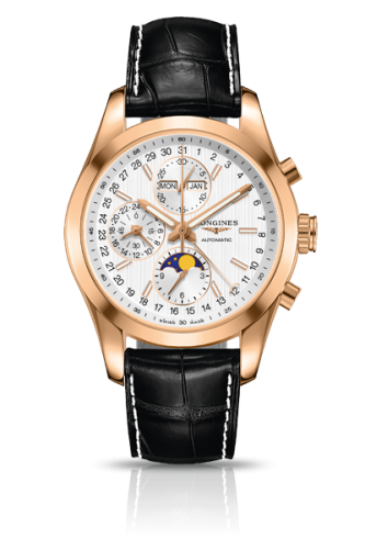Longines L2.798.8.72.3 : Conquest Classic Moonphase Red Gold Silver
