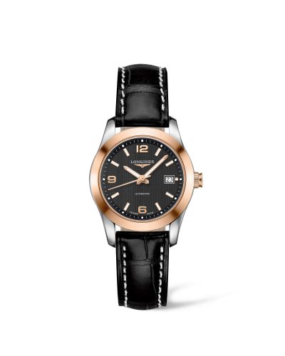 Longines L2.285.5.56.3 : Conquest Classic Automatic 29.5 Stainless Steel / Red Gold / Black / Strap