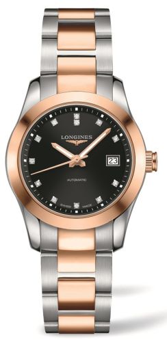 Longines L2.285.5.58.7 : Conquest Classic Automatic 29.5 Stainless Steel / Red Gold / Black / Bracelet