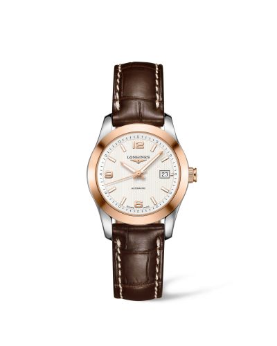 Longines L2.285.5.76.3 : Conquest Classic Automatic 29.5 Stainless Steel / Red Gold / White / Strap