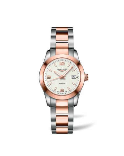 Longines L2.285.5.76.7 : Conquest Classic Automatic 29.5 Stainless Steel / Red Gold / White / Bracelet