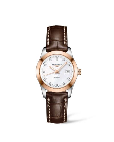 Longines L2.285.5.87.3 : Conquest Classic Automatic 29.5 Stainless Steel / Red Gold / MOP / Strap
