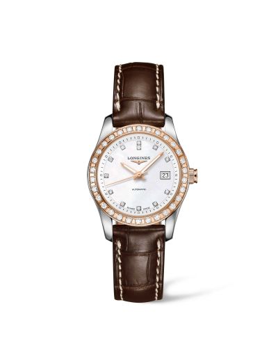 Longines L2.285.5.88.3 : Conquest Classic Automatic 29.5 Stainless Steel / Red Gold / MOP / Strap
