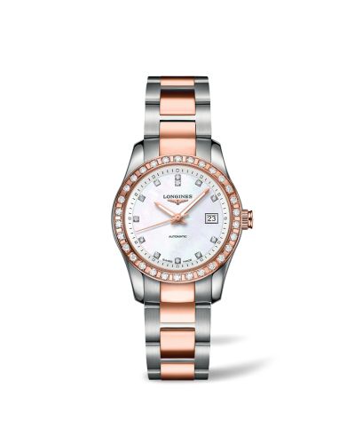 Longines L2.285.5.88.7 : Conquest Classic Automatic 29.5 Stainless Steel / Red Gold / Diamond / MOP / Bracelet