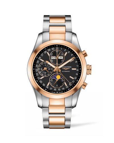 Longines L2.798.5.52.7 : Conquest Classic Moonphase Stainless Steel - Red Gold / Black / Bracelet