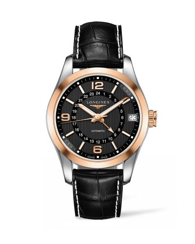 Longines L2.799.5.56.3 : Conquest Classic 42 GMT Stainless Steel - Red Gold / Black