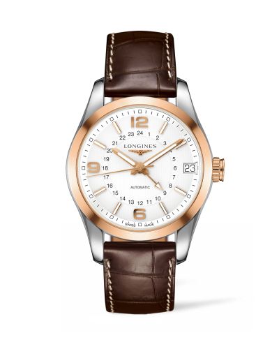 Longines L2.799.5.76.3 : Conquest Classic 42 GMT Stainless Steel - Red Gold / Silver