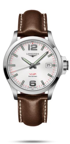 Longines L3.726.4.76.4 : Conquest V.H.P. 43 Stainless Steel / Silver / Leather