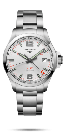 Longines L3.728.4.76.6 : Conquest V.H.P. GMT 43 Stainless Steel / Silver / Bracelet
