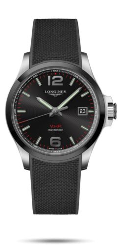 Longines L3.729.4.56.9 : Conquest V.H.P. 43 Stainless Steel / Ceramic / Black / Rubber