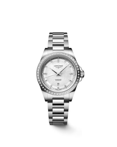 Longines L3.320.0.87.6 : Conquest 30 Stainless Steel - Diamond / MOP - Diamond / Bracelet