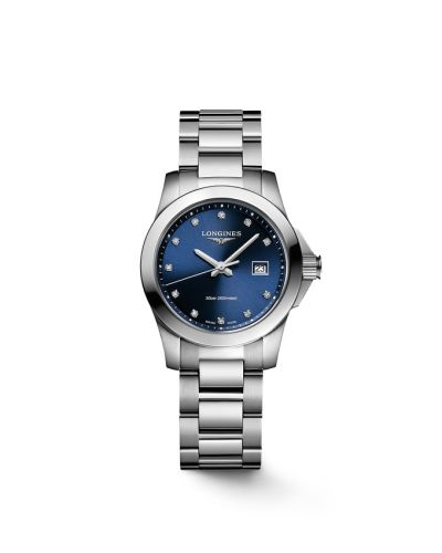 Longines L3.376.4.97.6 : Conquest Quartz 29.5 Stainless Steel / Blue - Diamond