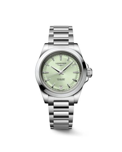 Longines L3.430.4.02.6 : Conquest 34 Stainless Steel / Mint Green  / Bracelet