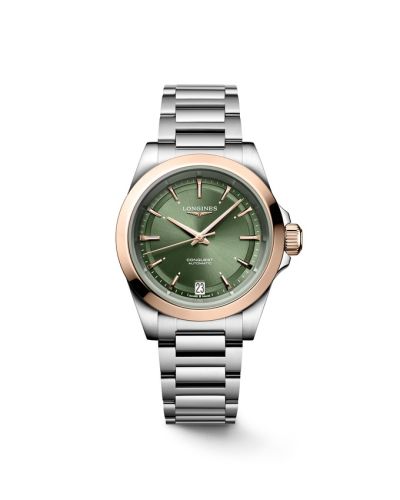 Longines L3.430.5.02.6 : Conquest 34 Stainless Steel - Pink Gold / Green / Bracelet