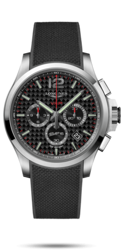 Longines L3.727.4.66.9 : Conquest V.H.P. Chronograph 44 Stainless Steel / Carbon / Rubber