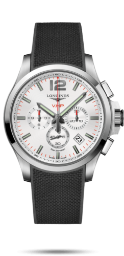 Longines L3.727.4.76.9 : Conquest V.H.P. Chronograph 44 Stainless Steel / Silver / Rubber