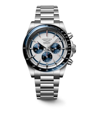 Longines L3.835.4.98.6 : Conquest Chronograph 42 Stainless Steel / Silver - Blue / Bracelet