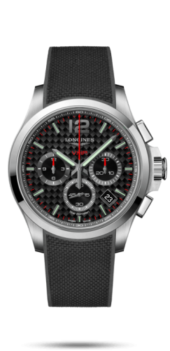 Longines L3.717.4.66.9 : Conquest V.H.P. Chronograph 42 Stainless Steel / Carbon / Rubber