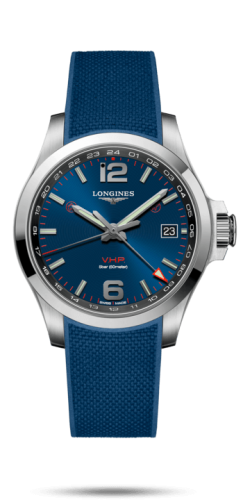 Longines L3.718.4.96.9 Conquest V.H.P. GMT 41 Stainless Steel Blue Rubber WatchBase