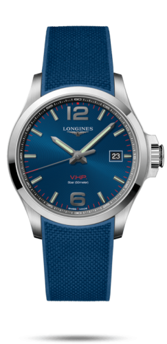 Longines L3.726.4.96.9 : Conquest V.H.P. 43 Stainless Steel / Blue / Rubber