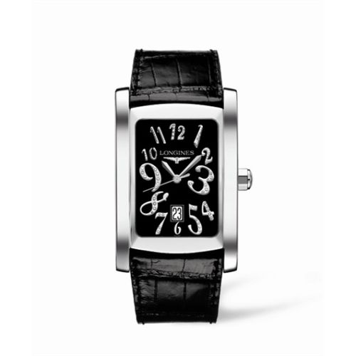 Longines L5.686.4.57.2 : DolceVita XL Stainless Steel Funky Black