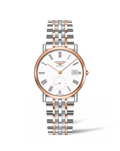 Longines L4.312.5.11.7 : Elegant Collection Small Second 34.5 Stainless Steel - Pink Gold / White - Roman / Bracelet