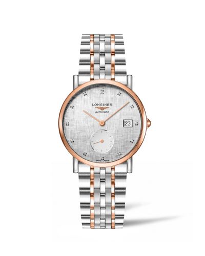 Longines L4.312.5.77.7 : Elegant Collection Small Second 34.5 Stainless Steel - Pink Gold / Silver - Linen / Bracelet