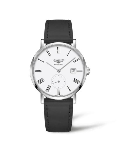 Longines L4.812.4.11.0 : Elegant Collection Small Second 39 Stainless Steel / White - Roman