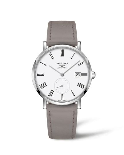 Longines L4.812.4.11.2 : Elegant Collection Small Second 39 Stainless Steel / White - Roman