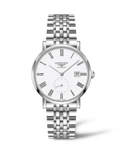 Longines L4.812.4.11.6 : Elegant Collection Small Second 39 Stainless Steel / White - Roman / Bracelet