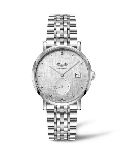 Longines L4.812.4.77.6 : Elegant Collection Small Second 39 Stainless Steel / Silver - Linen / Bracelet