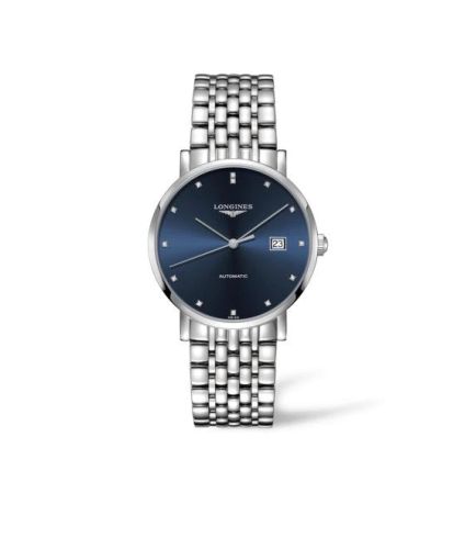 Longines L4.910.4.97.6 : Elegant Collection Automatic 39 Stainless Steel / Blue - Diamond / Bracelet