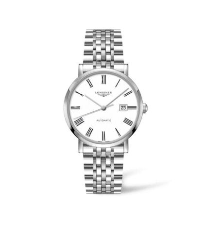 Longines L4.911.4.11.6 : Elegant Collection Automatic 41 Stainless Steel / White - Roman / Bracelet
