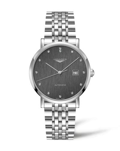 Longines L4.911.4.78.6 : Elegant Collection Automatic 41 Stainless Steel / Anthracite - Diamond / Bracelet
