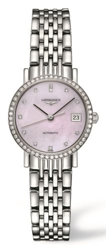 Longines L4.309.0.89.6 : Elegant Collection 25.5 Automatic Stainless Steel / Diamond / Pink MOP / Bracelet