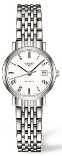 Longines L4.309.4.11.6 : Elegant Collection 25.5 Automatic Stainless Steel / White / Bracelet